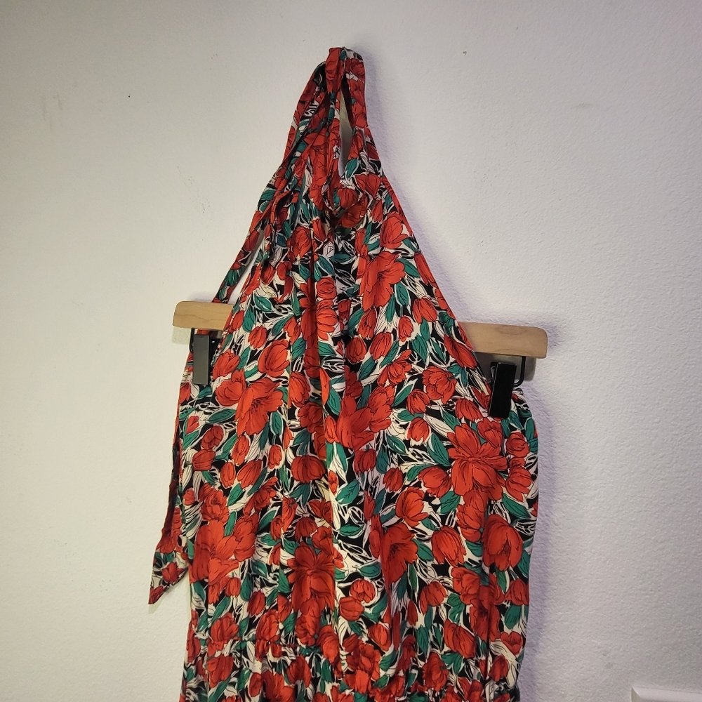 Red flower halter top dress - Picture 3 of 6